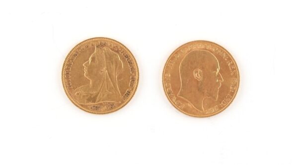 Property of a lady - gold coins - a 1912 George V gold full sovereign, London mint; together with a 1927 George V gold full sovereign, South Africa mint - Image 2