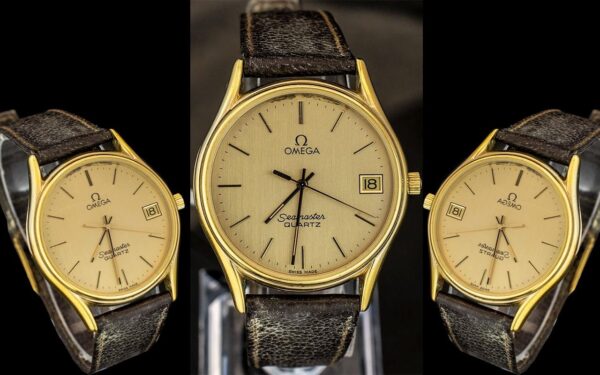 Omega - Sea Master Gents Gold Plated Quartz Just Date Wrist Watch