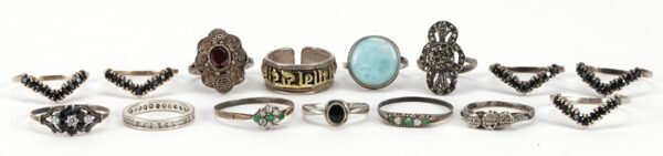 Fifteen Silver and Unmarked Silver Rings